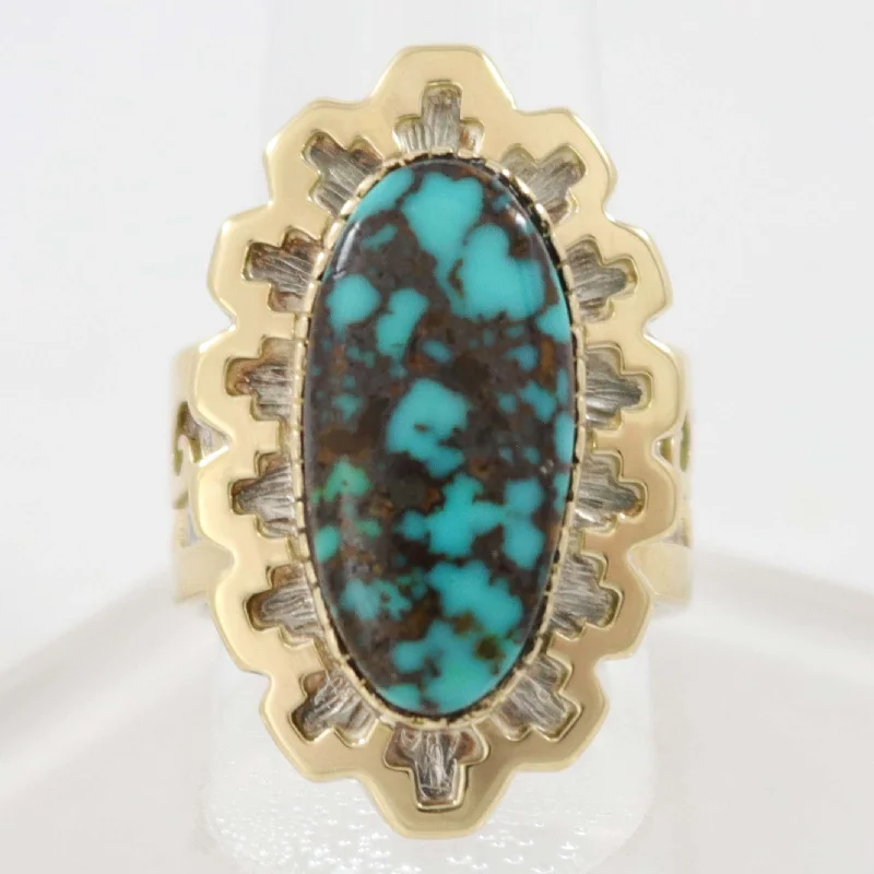 Agate inlay rings-Bisbee Turquoise Ring