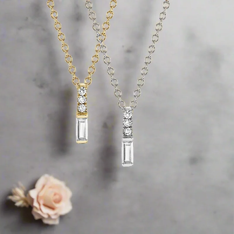 Mixed charm necklaces-Diamond Baguette Necklace