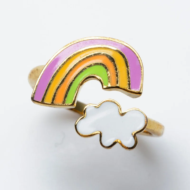 Curled wire rings-Rainbow Cloud Ring