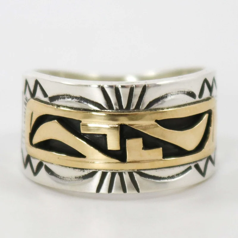 Zigzag style rings-Gold on Silver Ring