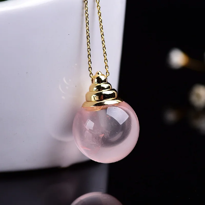 Hidden clasp necklaces-Rose Quartz Perfume Bottle Necklace