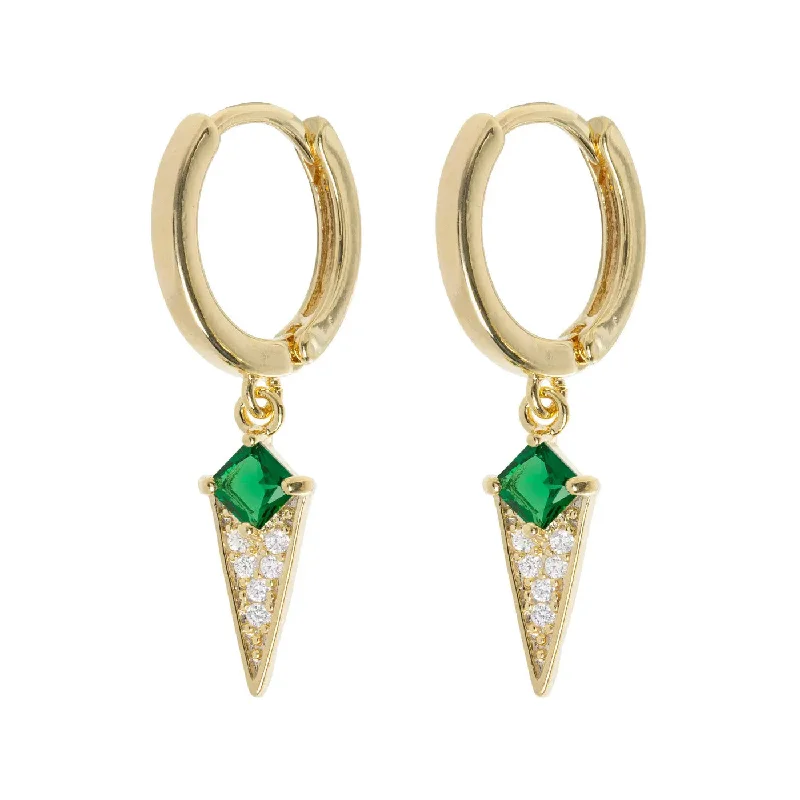 Radiant star earrings-Arya - Green Crystal Stud Hoop Earrings