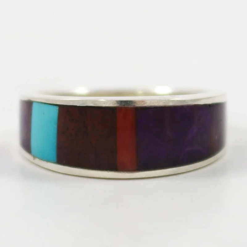 Ethnic pattern rings-Multi-Stone Inlay Ring