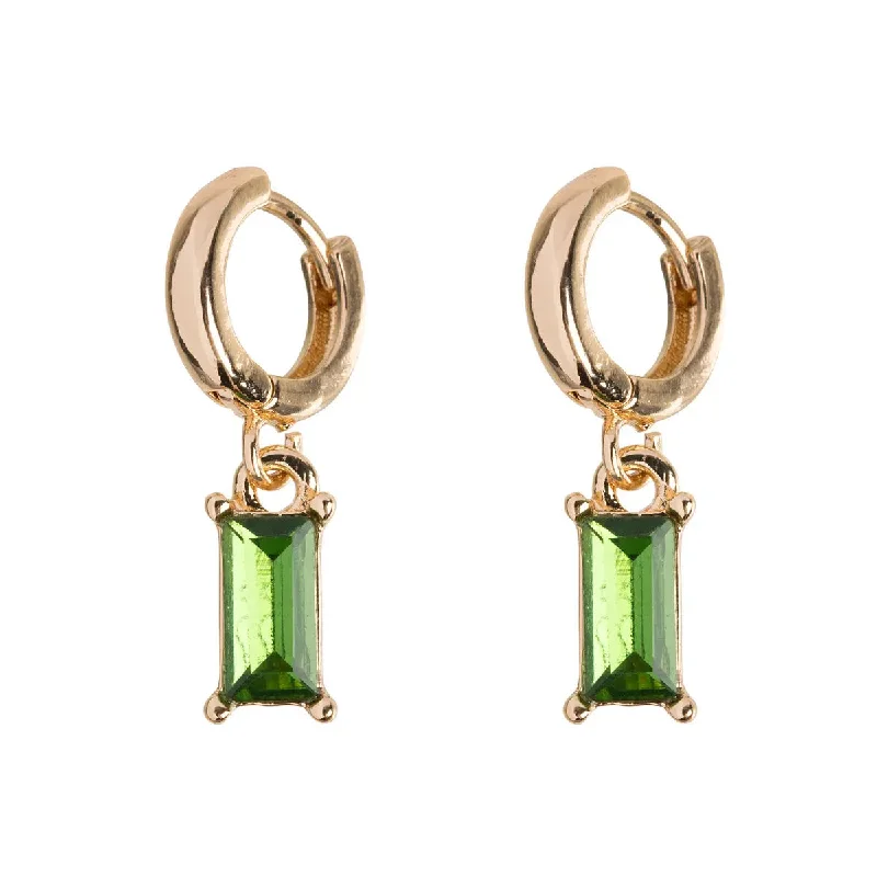 Artistic shape earrings-Emerald crystal Hoop Earring