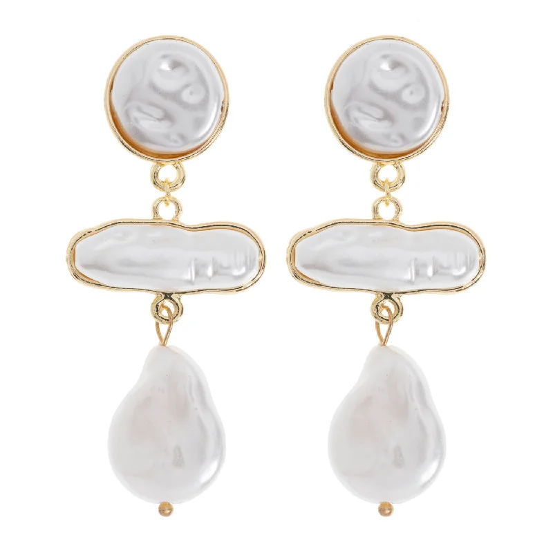 Open circle earrings-Rivers - Statement Faux Pearl Earrings