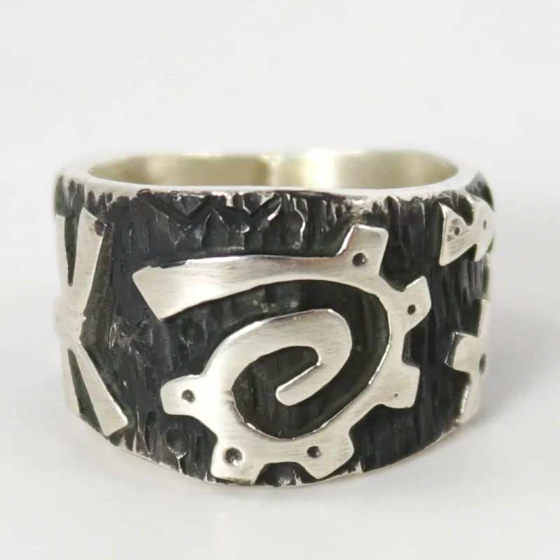 Agate inlay rings-Petroglyph Ring