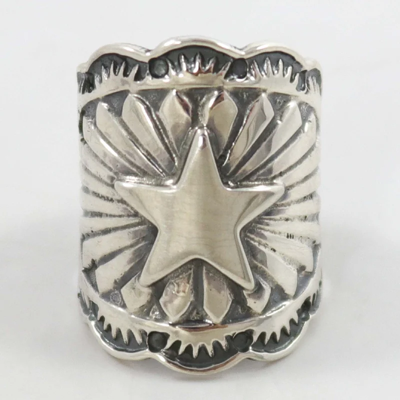 Open band rings-Silver Star Ring