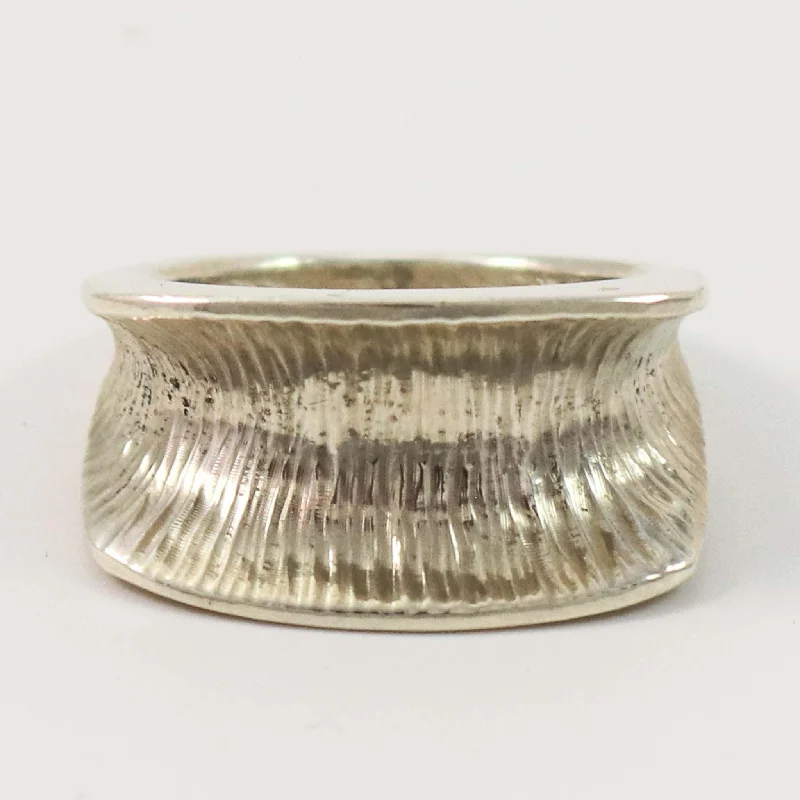 Rough band rings-Hammered Silver Ring