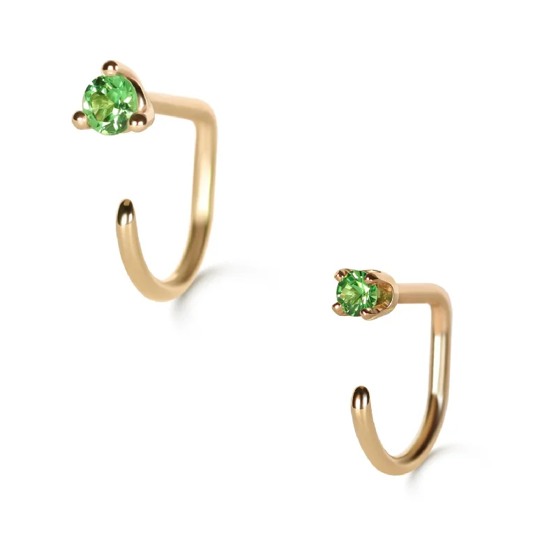 Sleek eternity rings-Claw Asymmetric Earring Pair, Tsavorite