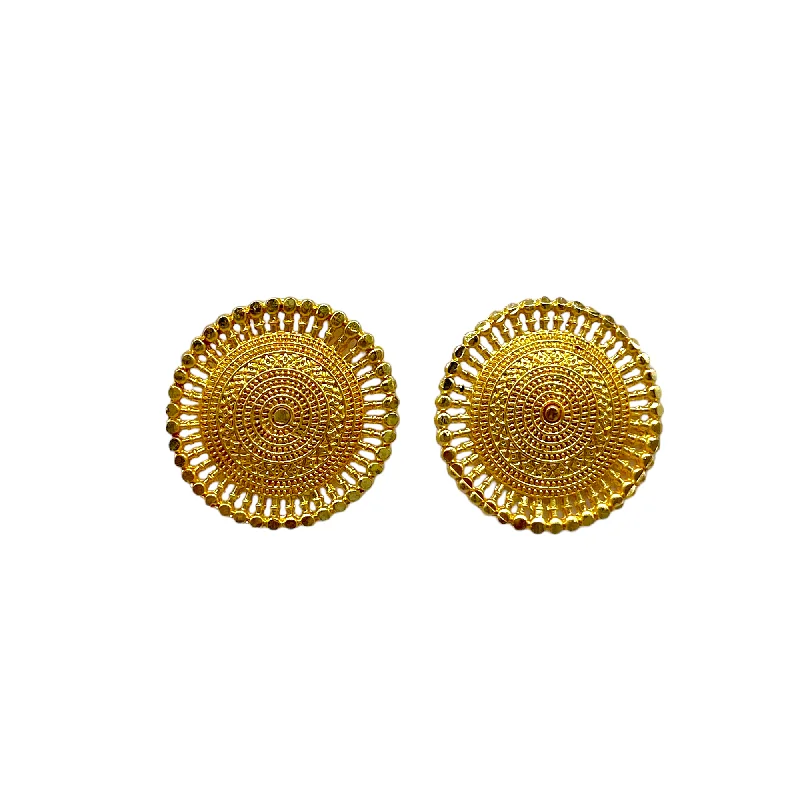 Large gem rings-Circular Gold Stud Earring