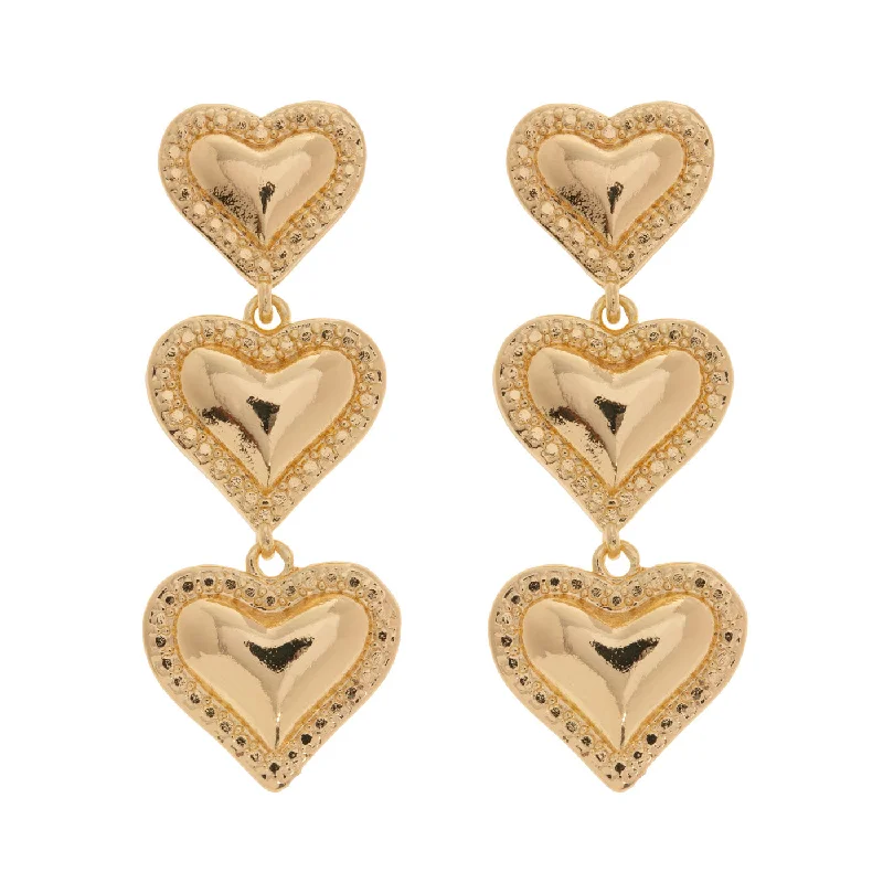 Sleek bar earrings-Sonya - Dangling Hearts Earrings