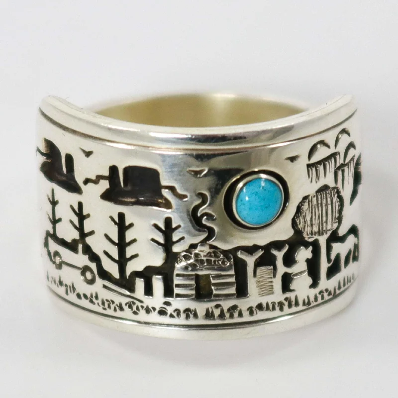 Open band rings-Turquoise Storyteller Ring