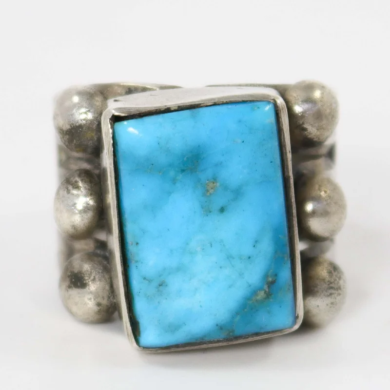 Rough texture rings-Kingman Turquoise Ring