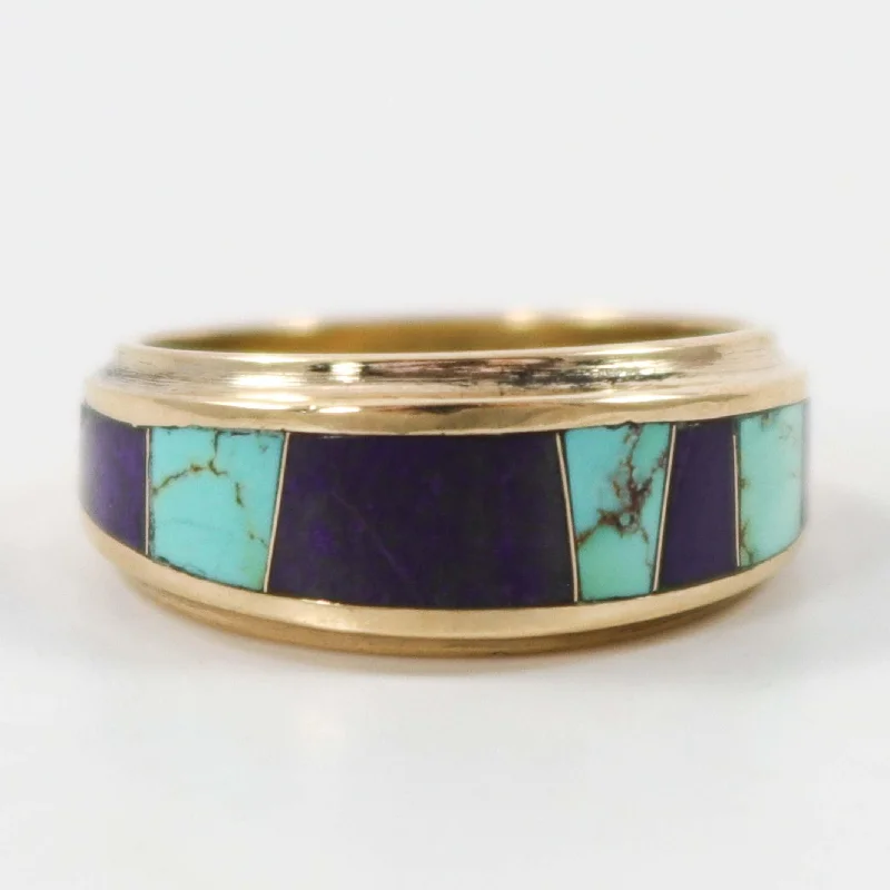 Curved shank rings-Gold Inlay Ring