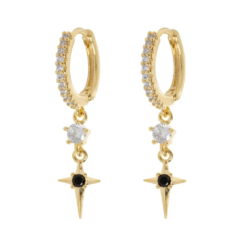 Tiny star earrings-Elvira - Crystal Star Statement Hoop Earrings