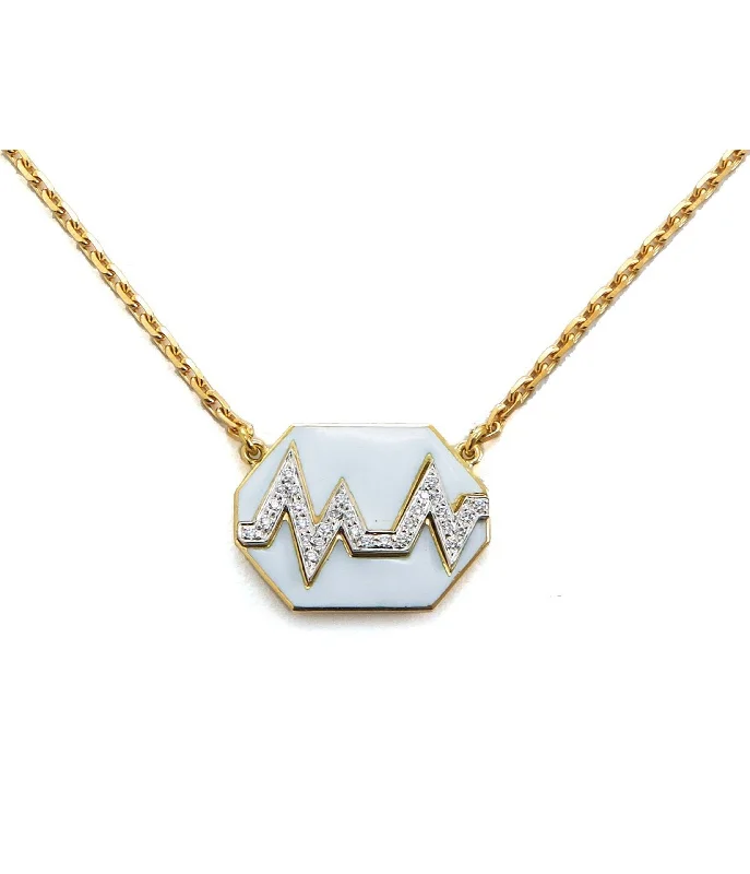 Rattan weave necklaces-Skip Necklace, White Enamel