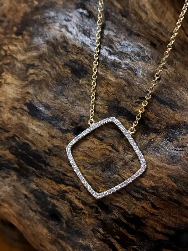 Two-tone necklaces-Open Diamond Necklace