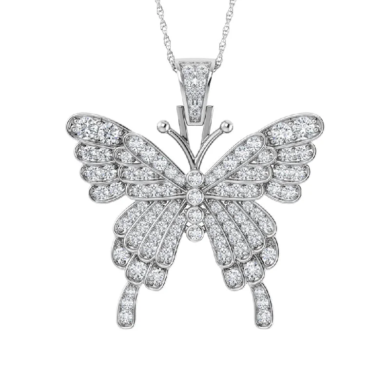 Bead cluster necklaces-Natural Diamond Butterfly Necklace