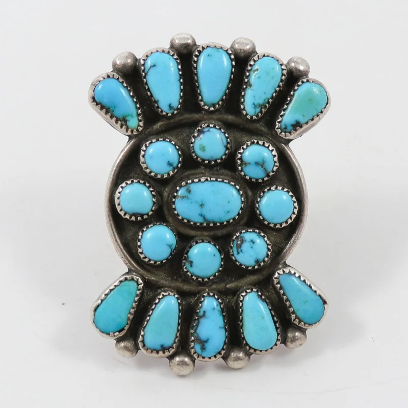 Glittering diamond rings-1940s Turquoise Cluster Ring