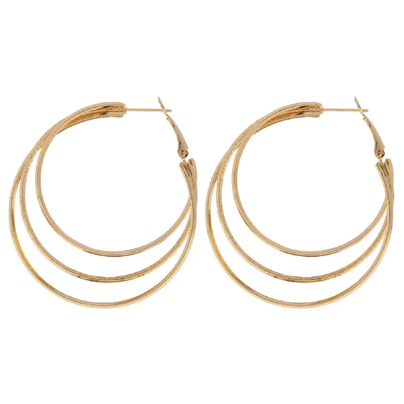 Woven bead earrings-Eleonora - Thin Triple Hoop Earrings