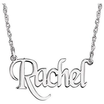 Freeform design necklaces-Custom Any Name 14K Block Nameplate 18" Necklace