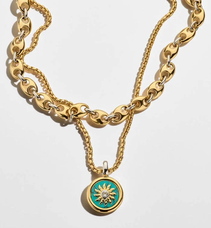 Sapphire pendant necklaces-Gold plated sunburst turquoise necklace