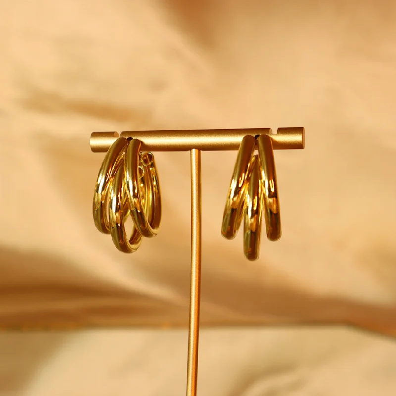 Rough texture earrings-Idowu 18ct gold plated Copper hoop earrings