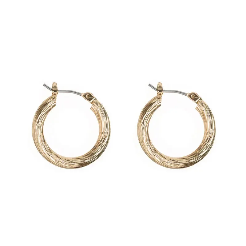 Glittering crystal earrings-Small Swirly Hoop Earrings