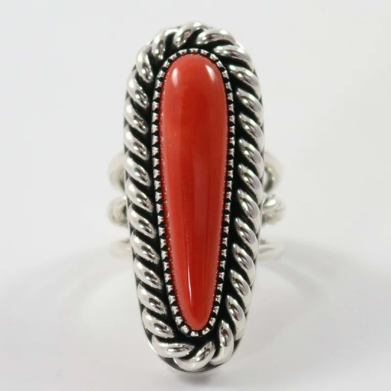 Half-moon rings-Coral Ring