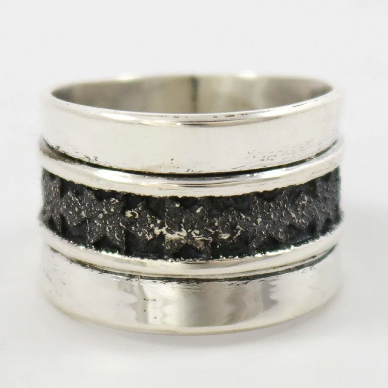 Stacked design rings-Silver Overlay Ring