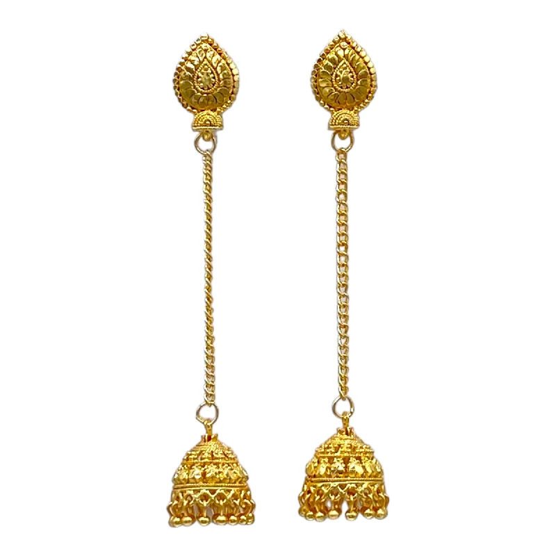 Small wing rings-Tear drop Head Long Danglling Gold Earring