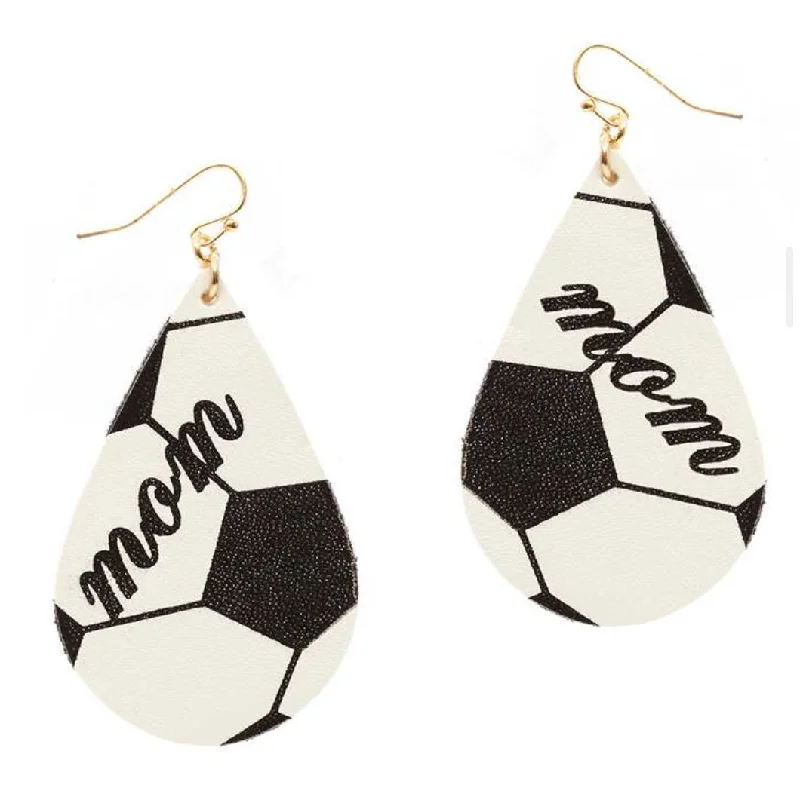 Cross charm earrings-Soccer Mom Leather Sport Earrings (drop)