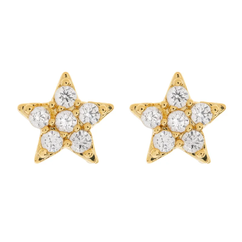 Edgy ear cuff earrings-Joey - Crystal Star Stud Earring