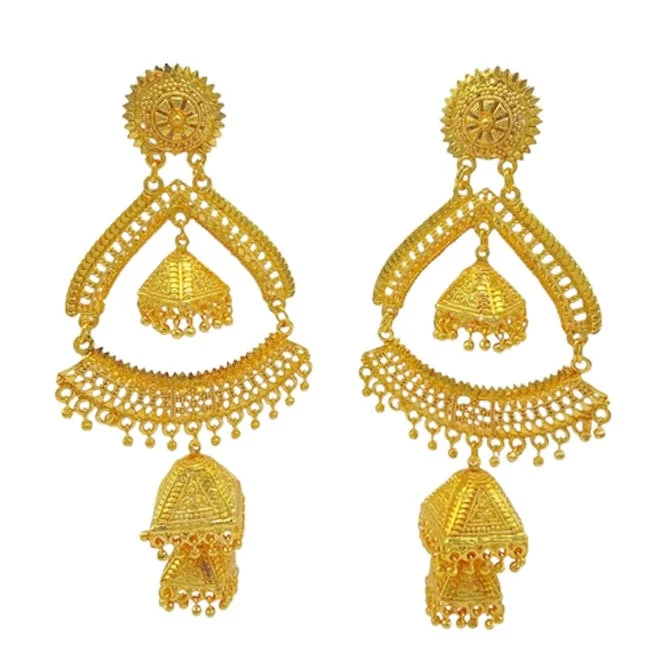 Natural form rings-Dual Zumkha Hanging Gold Earring