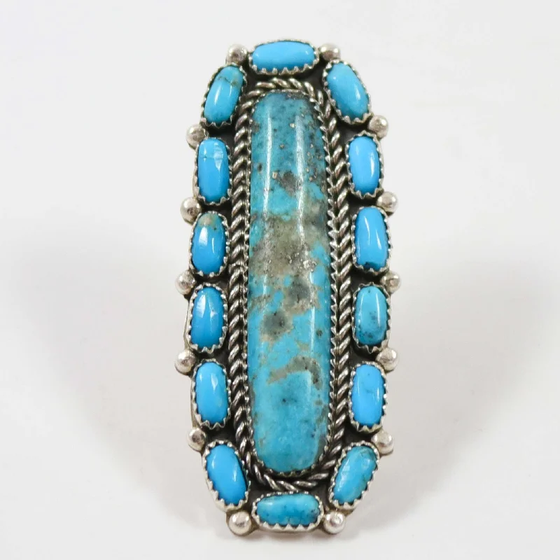 Flexible open rings-Kingman Turquoise Ring