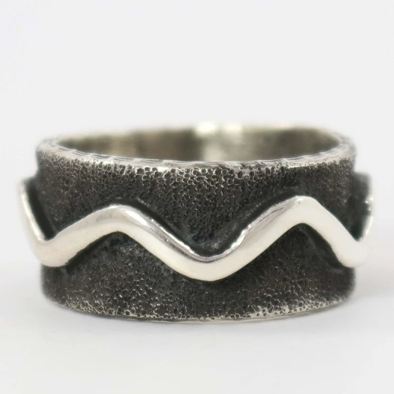 Thin stack rings-Water Wave Ring