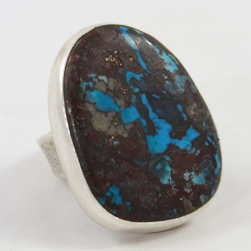 Aged bronze rings-Bisbee Turquoise Ring