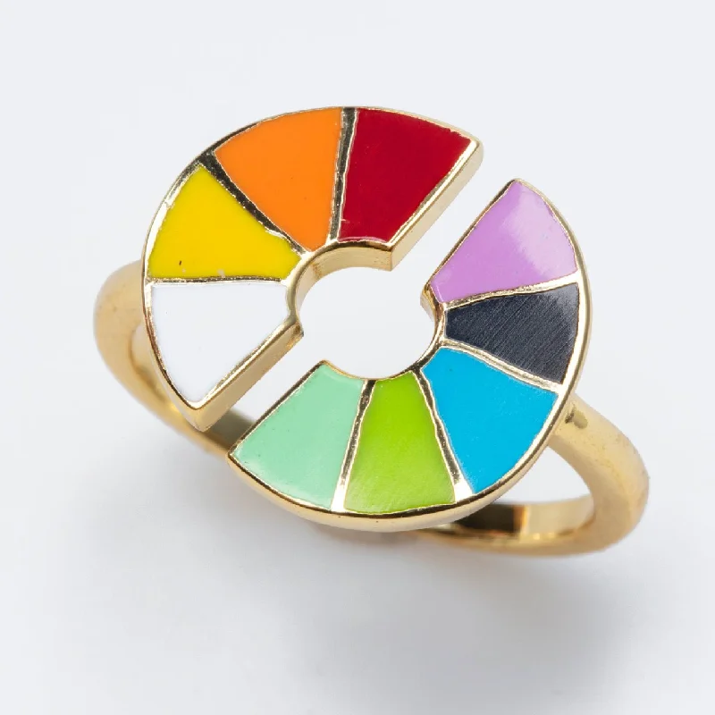 Arabic tile rings-Color Wheel Ring