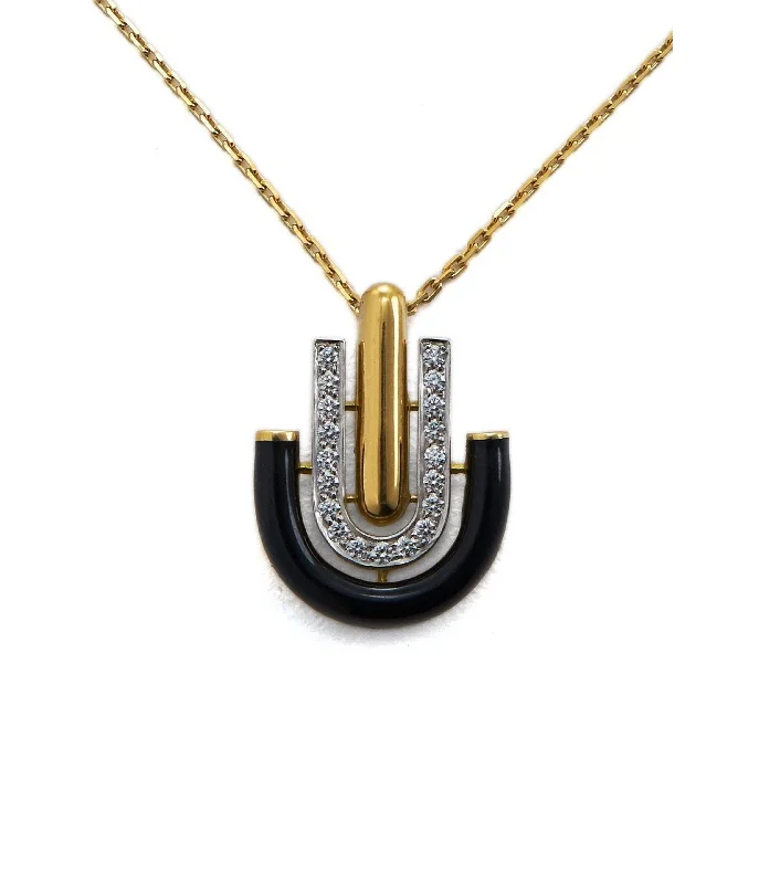 Retro medallion necklaces-Unity Necklace, Black Enamel