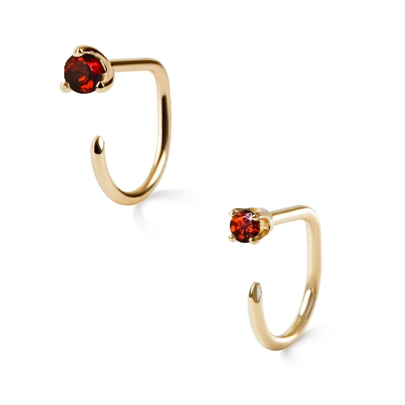 Oversized gem rings-Claw Asymmetric Earring Pair, Garnet