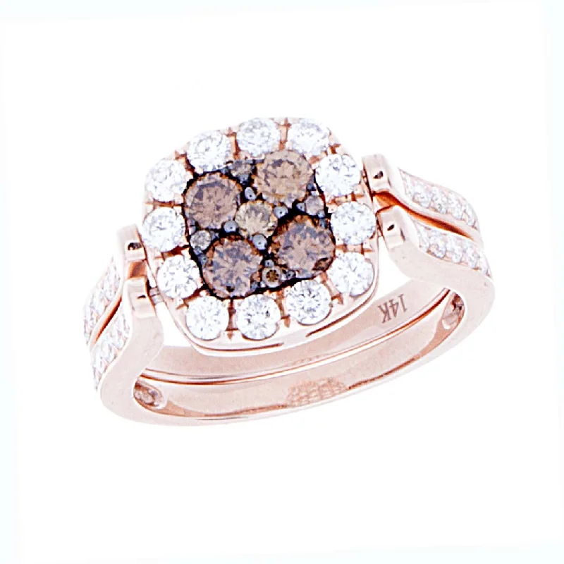 Aged bronze rings-Ladies Diamond Reversable Ring