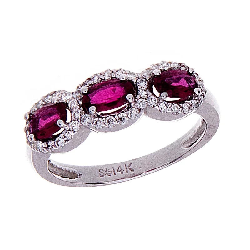 Painted enamel rings-Ruby Three-Stone Ring