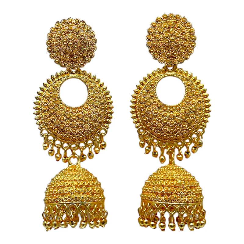 Glittering diamond rings-Gold Chandbali Earring with Zumkha