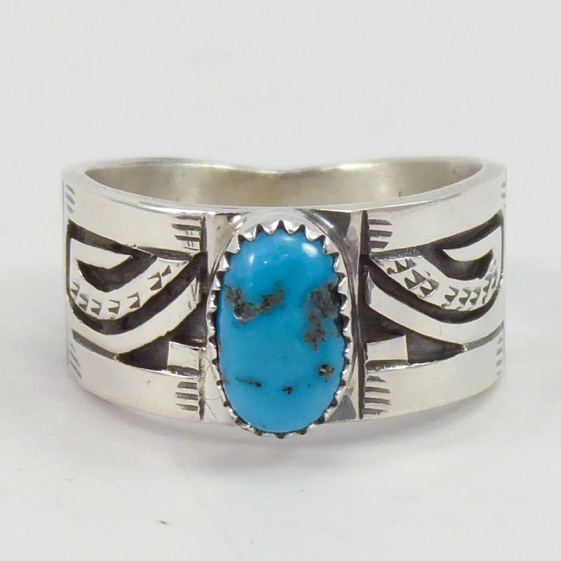 Spring band rings-Kingman Turquoise Ring