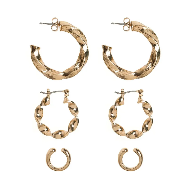 Straight drop earrings-Chunky hoop 3-pack