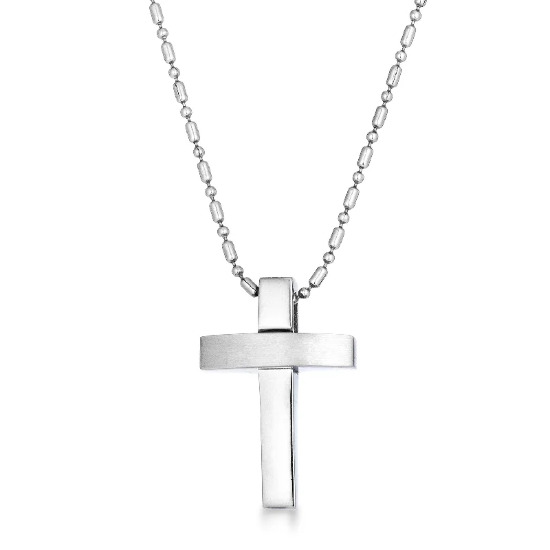 Astrology sign necklaces-Contemporary Stainless Steel Cross Necklace