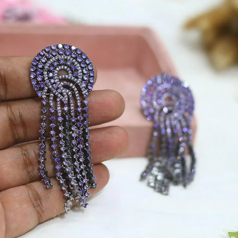 Retro clip earrings-Statement AD Indian earrings for brides featuring traditional Bollywood design perfect for festive and formal occasions