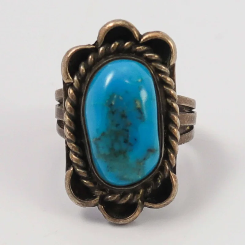 Astrology theme rings-1970s Turquoise Ring