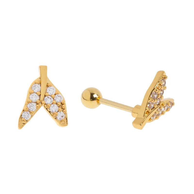 Rattan style earrings-Alix - Crystal Leaf Stud Earrings