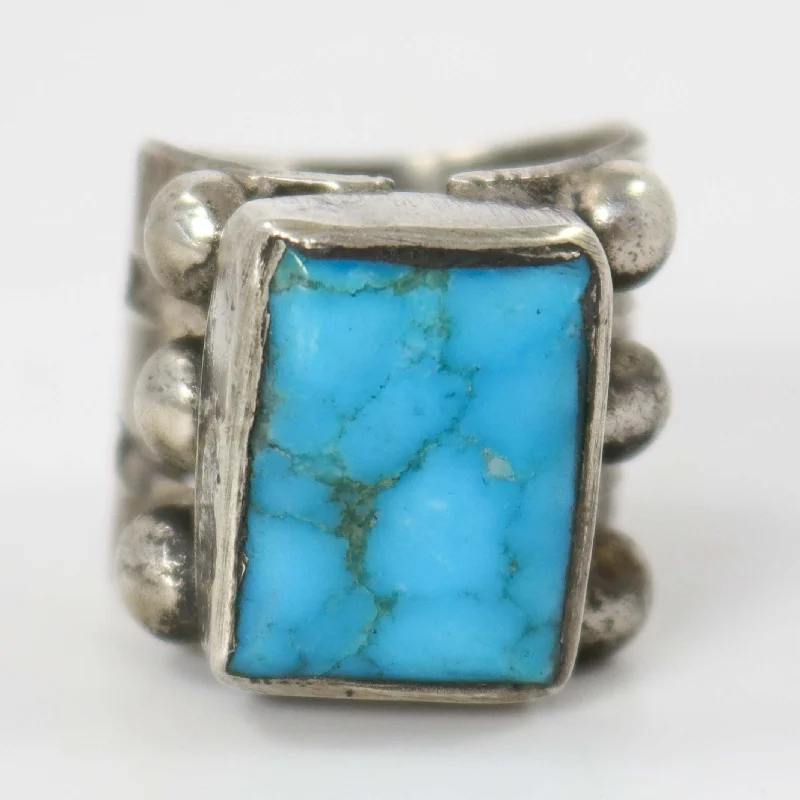 Ornate filigree rings-Kingman Turquoise Ring